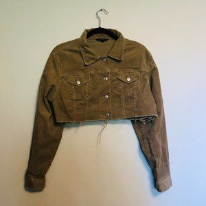 Vintage Lands End Tan Cropped Corduroy Jacket